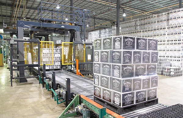At the Lynchburg, TN, Jack Daniel's plant, this rotary stretch wrapper operates at 80 loads/hr, two shifts/day. It handles the o