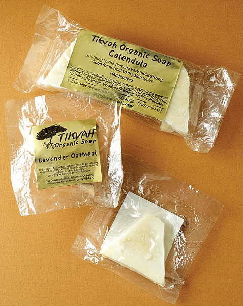 The biodegradable, compostable film used for Tikvah organic soaps offers clarity and moisture permeability. It's also less costl