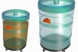 The plastic 'Klear Keg, ' wheeled for safety and convenience, also offers a mounted cup dispenser, and measurement scales for f