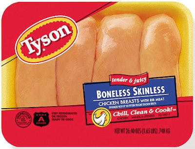 Tyson's scannable, bar-coded fixed weight packs--which replace random weight