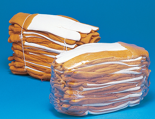 Brookville's protective new shrink-wrapped bundle (inset foreground) often makes a smaller unit than its twine-tied predecessor