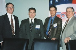 Panel members at the PMMI meeting were (from left) Dave Snyder of Nestle USA, Tom Osip of ConAgra, John Kalal of E. & J. Gallo W