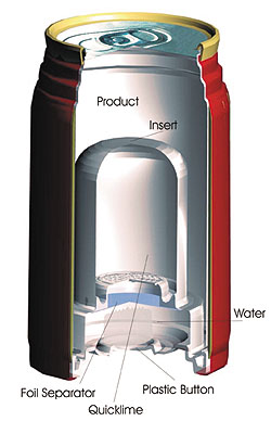 Cutaway diagram shows just how much space the heat-generating chamber occupies inside the can.