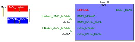 This excerpted screen capture of the PC control programming software shows a portion of ladder logic programming that incorporat