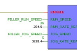 This excerpted screen capture of the PC control programming software shows a portion of ladder logic programming that incorporat