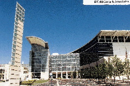 The grand new entrance to McCormick Place is shown.