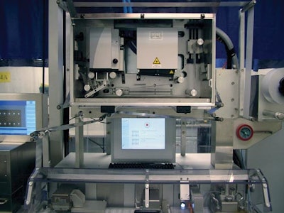 ONE FOR TWO. This digital printer (above) replaces two former machines and produces superior print quality for contract packager