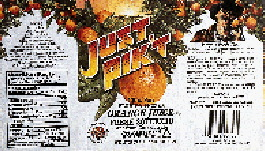 The label from the Just Pik?t brand emphasizes the juice is not pasteurized but rather frozen when it?s fresh