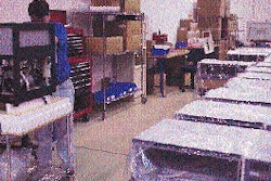 The customized slave pallet, shown above left and below, provides an assembly base for the sterilizer. Pieces of the sterilizer