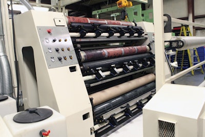 PRINT STATIONS. The print section shown here, which has five flexo stations and one gravure station, is identified as in th