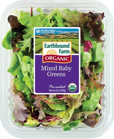 Earthbound Farm announced in July 2009 that all of its plastic clamshell packages are now made from 100 percent post-consumer re
