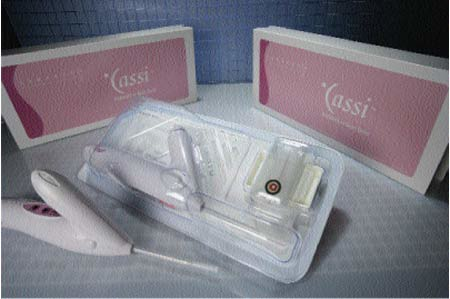 Glove fit. The new form-fitting (below) tray provides a tighter, closer fit for the breast biopsy device, and for a specimen.