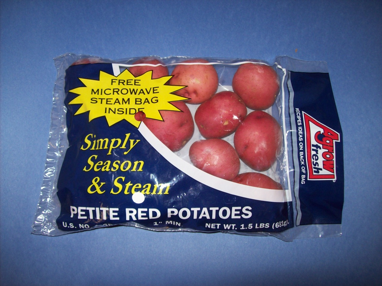 Steaming bag is included with the fresh potatoes.