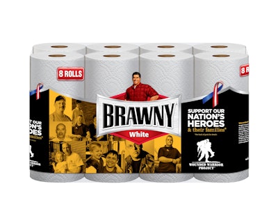 This photo shows Brawny's eight-pack package, which helps support the Wounded Warrior project.