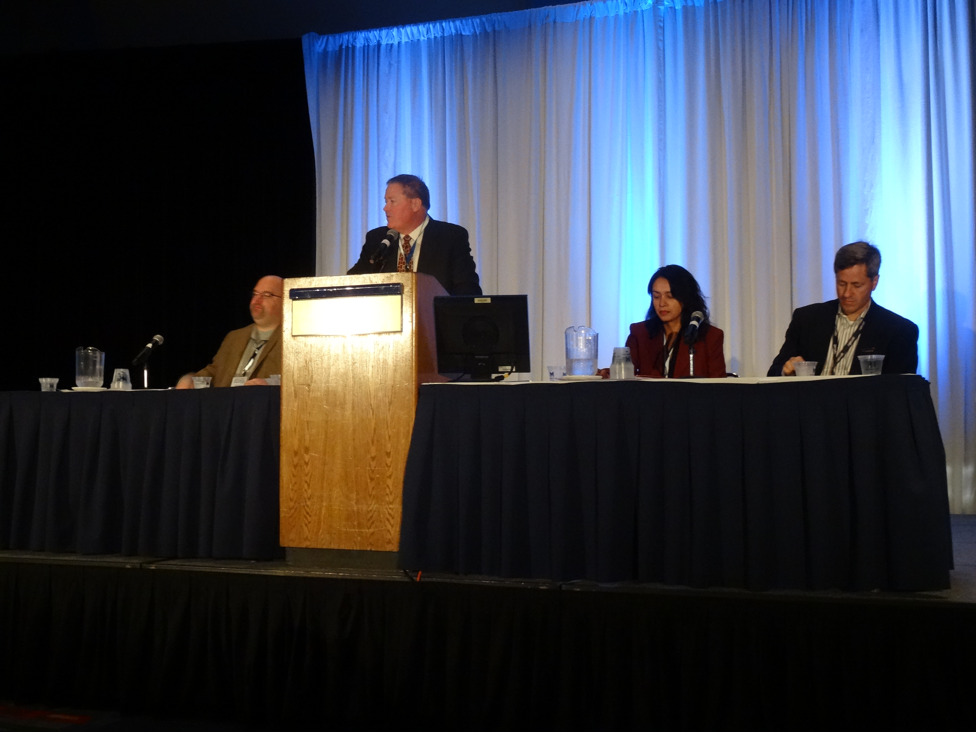 Left to right: Mark Lovell, Shire Pharmaceuticals; Bill Rambo, Panther Life Science Logistics; Arminda O. Montero, AbbVie Inc.; and Jack Rubarth, Gemalto Inc.