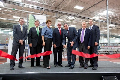 Diageo executives at Plainfield plant ribbon cutting.