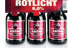 TOP-CLIP. Carlsberg’s Astra brand uses a top-clip paperboard ‘carton’ to package its six packs.