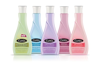 The new Cutex packaging presents a unified brand proposition appropriate for the category. The label was die-cut in the same swan shape and updated with a modernized logo, softer graphics, and a lighter pastel color palette.