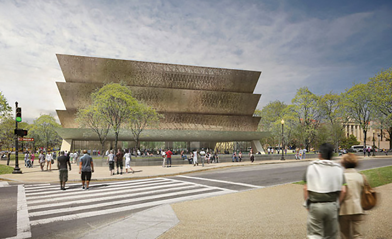 3,500 PANELS. This rendering of the new Smithsonian museum, expected to be complete in 2015, calls for 3,500 bronze-style architectural panels for the fa&ccedil;ade, each of which needs to be transported 2,500 miles from the manufacturing to the assembly site.