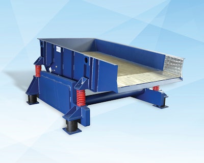Heavy-duty vibratory feeders feature adjustable material flow and variable or fixed flow rate.
