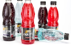 Lowered location of the label panel helps differentiate this PET bottle for an Ecuadorian sports beverage drink.