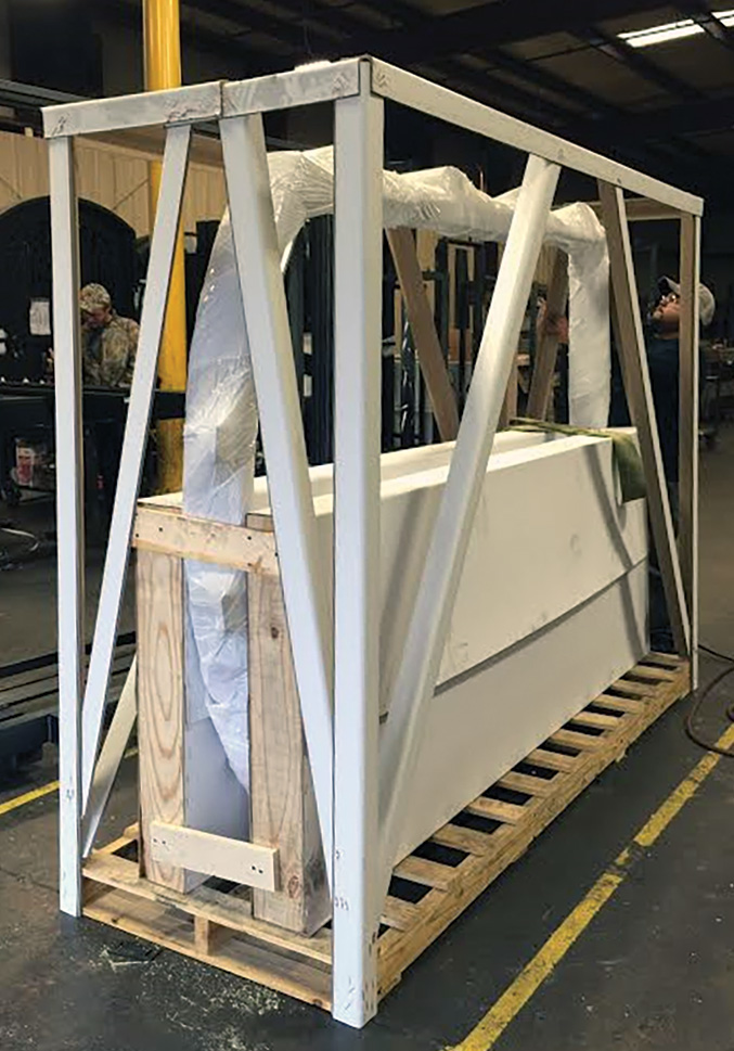 Each door is wrapped securely in laminated paperboard and then surrounded by a protective &ldquo;rib-cage&rdquo; frame.