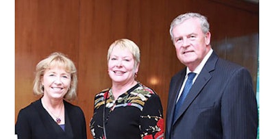 Joining each other at a September 14 VIP reception hosted by IDFA to discuss details of ProFood Tech were (left to right) Mette Petersen, President and Managing Director of Chicago-based Koelnmesse Inc.; Connie Tipton, President and CEO of IDFA; and Chuck Yuska, President and CEO of PMMI.