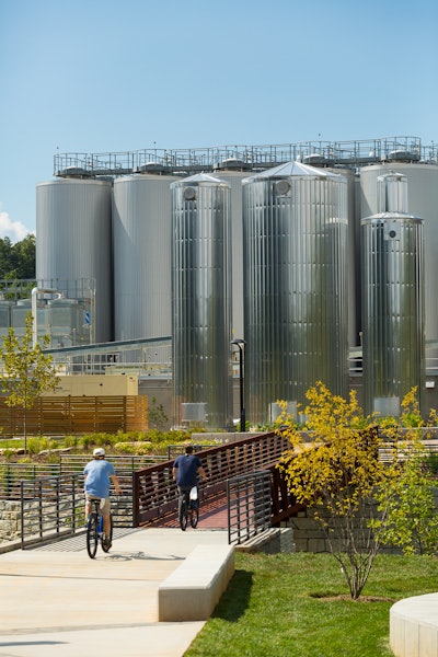 The 127,000-square-foot brewery in Asheville, N.C., produces 500,000 barrels a year for distributors nationwide. Photo courtesy of New Belgium Brewery.