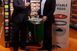Minister Glen Murray and Ian Gordon, Loblaw, announce 100% compostable President’s Choice coffee pods.