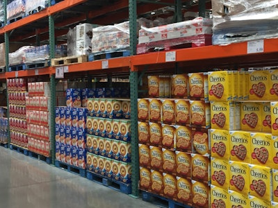 Middle-of-the-store items are typically stacked on pallets from top to bottom.
