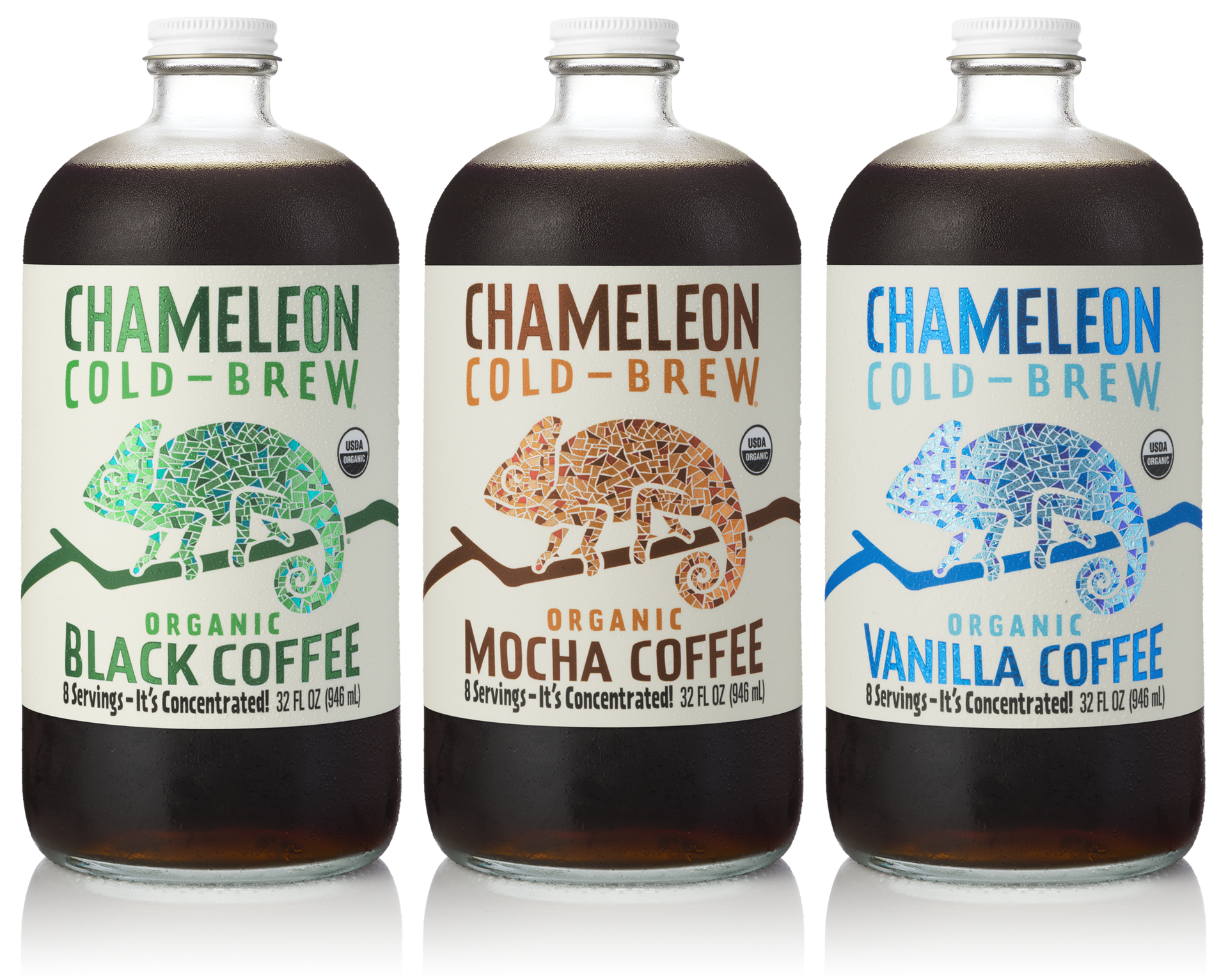 Depicting a mosaic-patterned chameleon, labels were inspired by the signage, murals, and artisan spirit of Austin, TX.