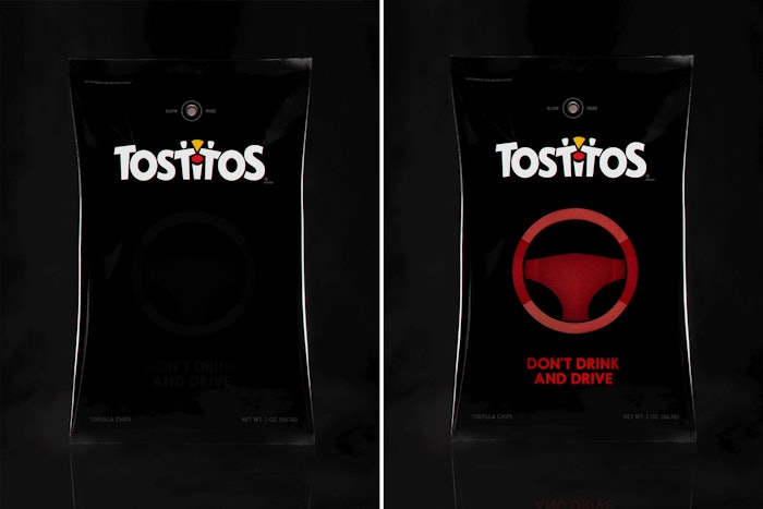 When alcohol is detected, the black bag reveals a red steering wheel with the messaging, ‘Don’t drink and drive.’