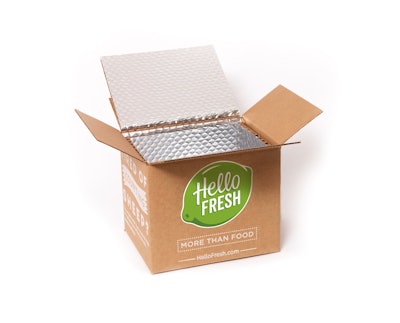 HelloFresh has launched an insulated container for its meal kits made from 100% recycled paperboard that is 100% recyclable.