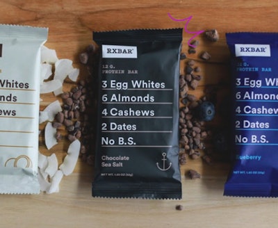 RXBAR iclean-label protein bars are made with whole food ingredients .