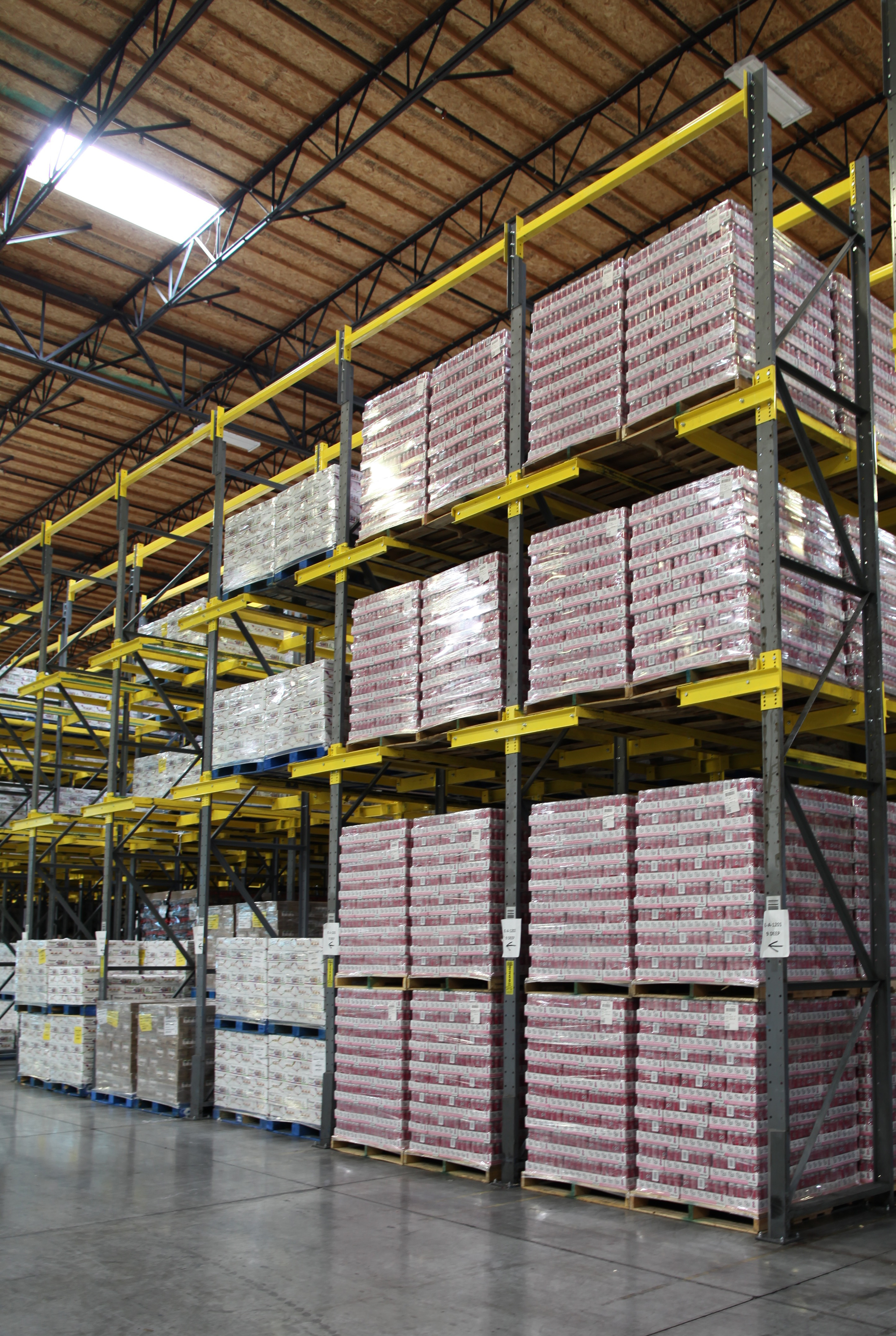 Nor-Cal Beverage Company revamped its storage racking system with Twinlode&rsquo;s Gen2 dual-pallet system, allowing Nor-Cal to better maximize the storage space in its warehouses. Photo courtesy of Twinlode.