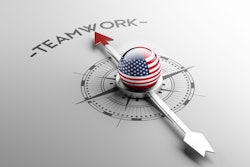 American flag and teamwork compass