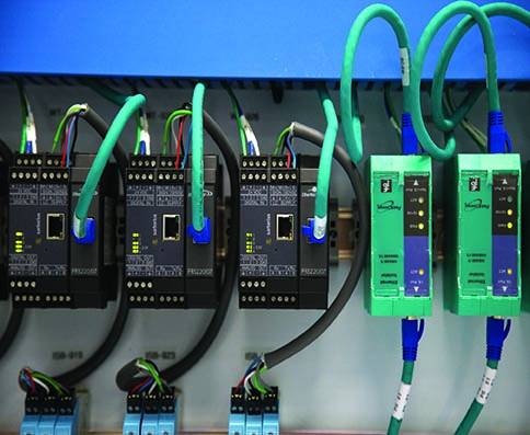 Ethernet communication modules enable HMIs and other devices to connect to a central control system via an Ethernet LAN. Photo courtesy of M.G. Newell