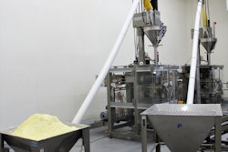 Guixens Food Group uses the Hapman Helix flexible screw conveyor to convey various dry and bulk products to its vertical form/fill/seal machine for packaging. Photo courtesy of Guixens Food Group.