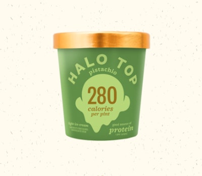 Halo Top pistachio flavor in carton