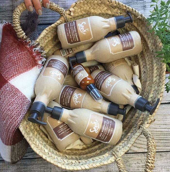 A new L’Oreal brand called Seed Phytonutrients debuted on Earth Day in a molded pulp bottle.