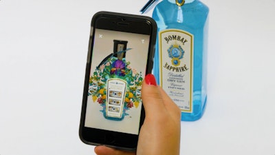 A smartphone-readable tag on Beam Suntory’s Bombay Sapphire Gin is an example of enhanced consumer engagement.