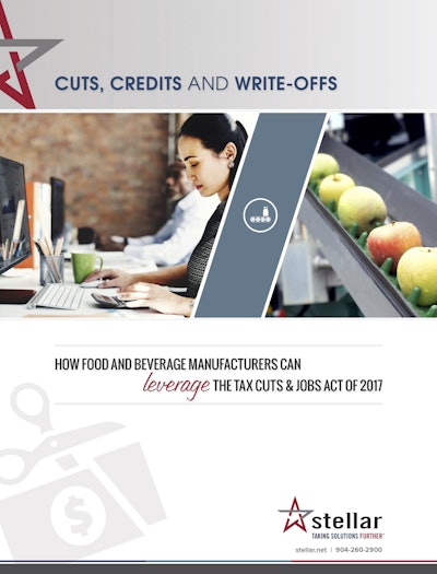 e-book from Stellar: Cuts, Credits and Write-offs: How Food and Beverage Manufacturers Can Leverage the Tax Cuts and Jobs Act of 2017