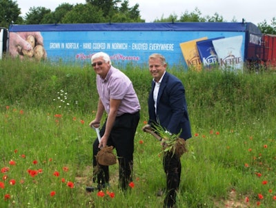 Kettle Foods’ Ashley Hicks and Melvyn Mickleburgh at groundbreaking near the the Bowthorpe factory.