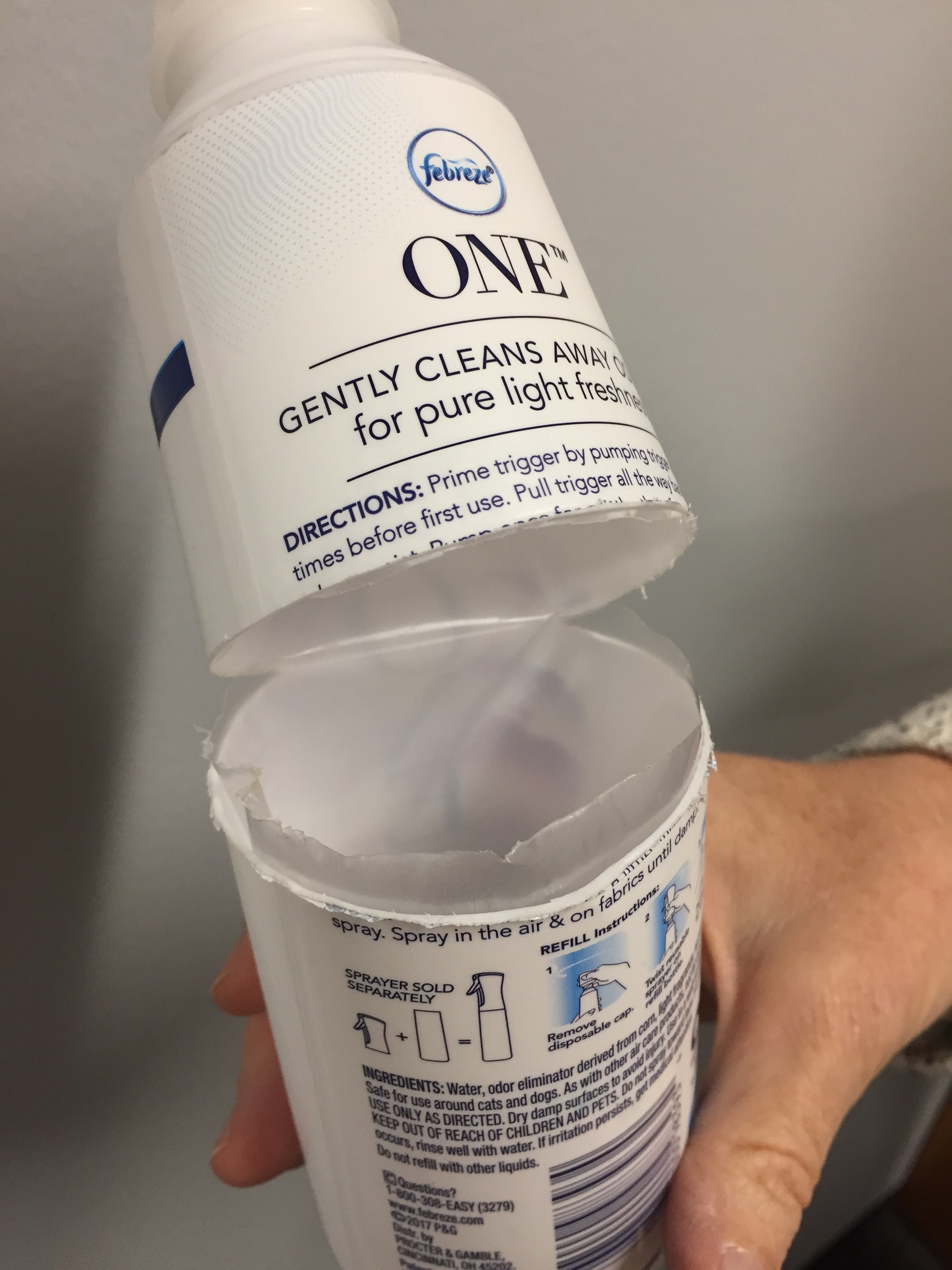 Febreze One is actually a bag-in-bottle approach.