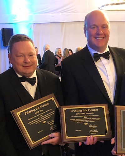 Mark Hill and Jonathan Graunke with their NAPIM Printing Ink Pioneer Award.