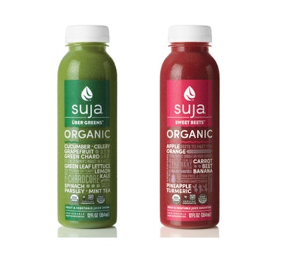 Suja uses high pressure processing to destroy pathogens in its cold-pressed organic juices while preserving their flavor and nutritional benefits and extending shelf life. Photo courtesy of Suja.