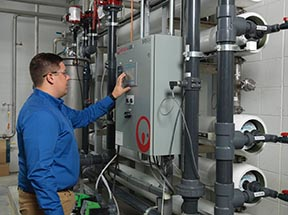 The SIRION Mega Reverse Osmosis system processes 100 gallons of water a minute, removing up to 97 percent of dissolved inorganics and more than 99 percent of large dissolved organics, colloids and particles. Photo courtesy of Veolia Water Technologies.