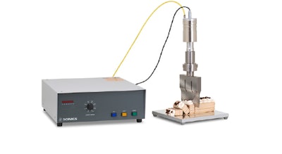 Applying ultrasonic vibration to a cutting tool creates a nearly frictionless cutting surface and can slice a multitude of food products cleanly without smearing.
