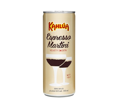 Shades of brown and white—colors synonymous with the overall look of the cocktail—were chosen to decorate the can.