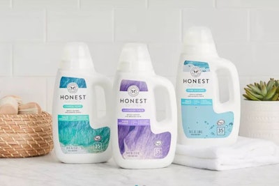 A new bottle for The Honest Co.’s laundry products includes a dosing cap that eliminates product leakage during shipping.